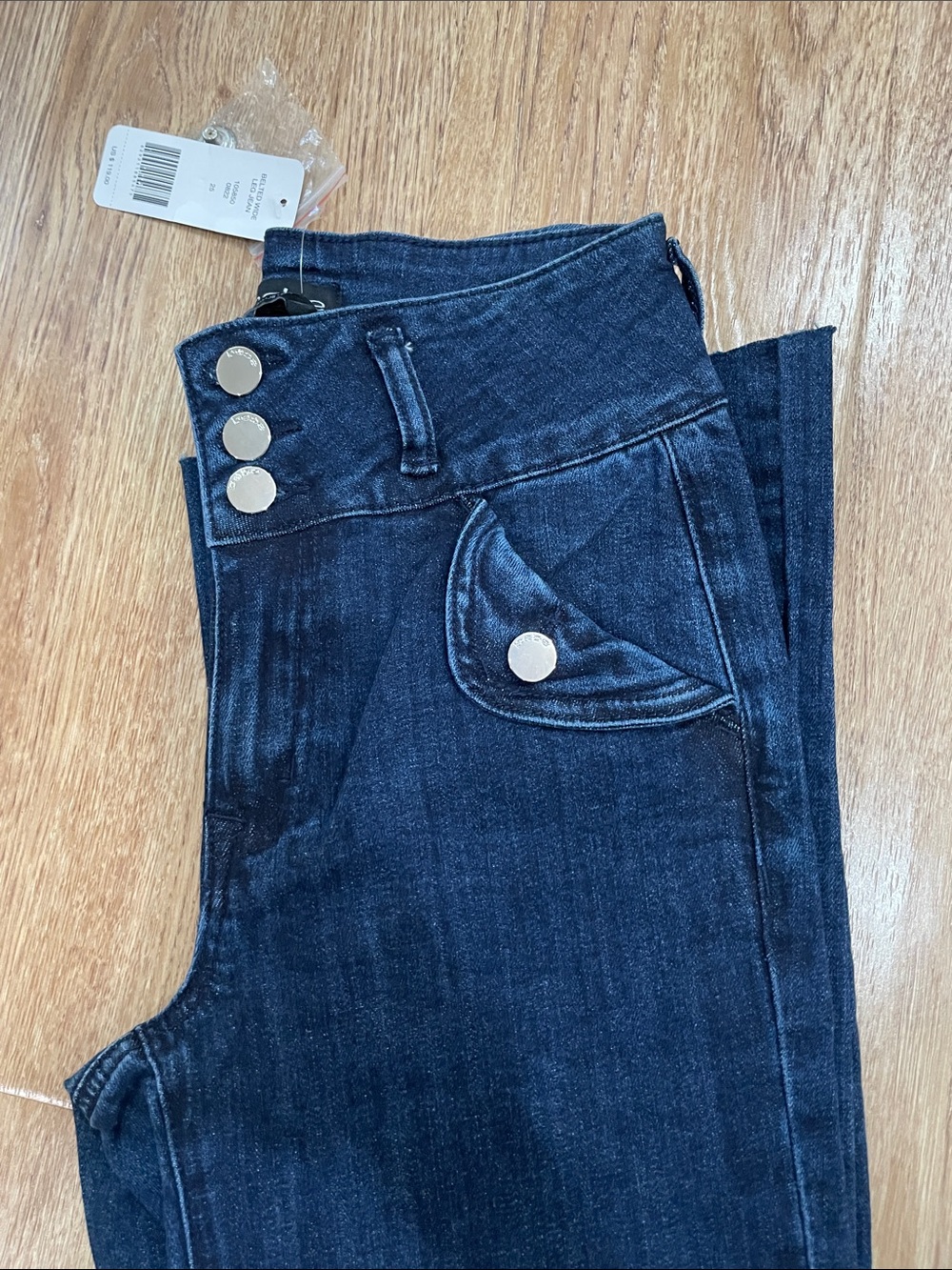 bebe Dark Indigo High-Rise Jeans with Front Flap Pocket